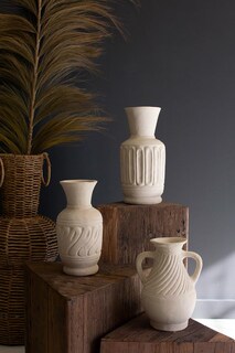 Foto 1 | Foto 1 | Set De 3 Jarrones De Papel Maché Kalalou Con Detalles Tallados - Venta Internacional.