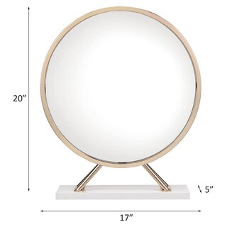 Foto 7 | Foto 7 | Taburete Redondo Midriaks Makeup Vanity Con Espejo  Color Oro Blanco - Venta Internacional.
