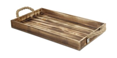 Foto 2 | Foto 2 | Bandeja Decorativa Con Asas Laterales Rectangulares De Madera Natural Rústica De Cheung's Color Marrón - Venta Internacional.