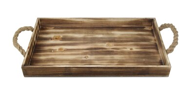 Foto 3 | Foto 3 | Bandeja Decorativa Con Asas Laterales Rectangulares De Madera Natural Rústica De Cheung's Color Marrón - Venta Internacional.