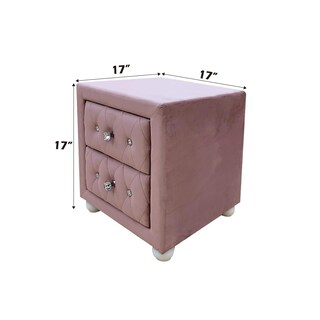 Foto 6 | Foto 6 | Mesa De Noche Acme Tapizada Rosa 43x43x43 Cm 2 Cajones - Venta Internacional.