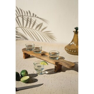 Foto 1 | Foto 1 | Tequila Flight Set Kalalou Con Base De Madera Para Cuatro Vasos - Venta Internacional.