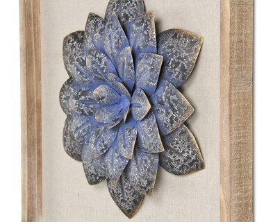 Foto 5 | Foto 5 | Decoración Mural Con Marco Marrón Con Flores Azules Y Doradas De Cheung - Venta Internacional.