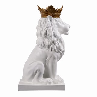 Foto 3 | Foto 3 | Escultura Hi-line De 37 Cm De León Blanco Con Corona Dorada - Venta Internacional.