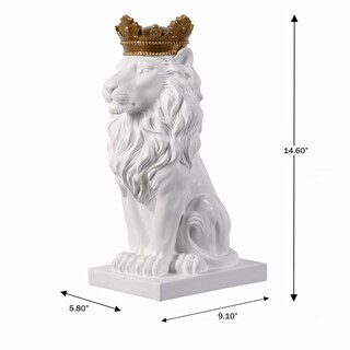 Foto 7 | Foto 7 | Escultura Hi-line De 37 Cm De León Blanco Con Corona Dorada - Venta Internacional.
