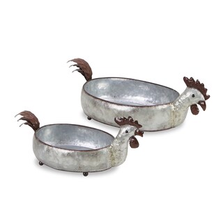 Foto 1 | Foto 1 | Set Decorativo De 2 Gallinas De Metal Galvanizado Planter Cheung - Venta Internacional.