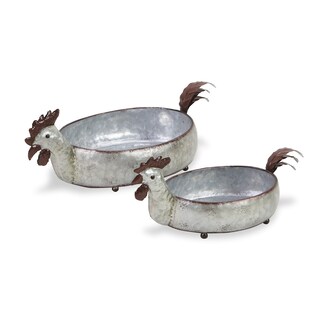 Foto 2 | Foto 2 | Set Decorativo De 2 Gallinas De Metal Galvanizado Planter Cheung - Venta Internacional.