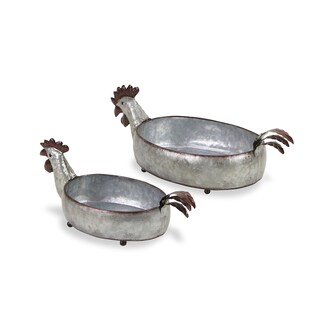 Foto 3 | Foto 3 | Set Decorativo De 2 Gallinas De Metal Galvanizado Planter Cheung - Venta Internacional.