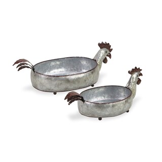 Foto 4 | Foto 4 | Set Decorativo De 2 Gallinas De Metal Galvanizado Planter Cheung - Venta Internacional.