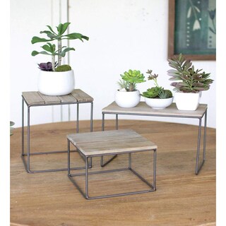 Foto 1 | Foto 1 | Juego De Elevadores De Mesa Kalalou De Madera Rústica Y Metal - Venta Internacional.