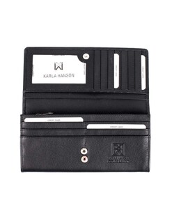 Foto 1 | Foto 1 | Cartera Plegable Para Mujer Karla Hanson Rfid De Piel Negra 19 X 10 X 3 Cm - Venta Internacional.