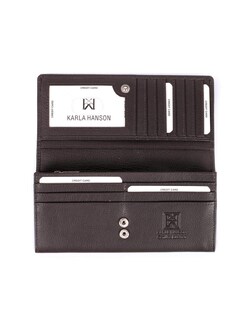 Foto 1 | Foto 1 | Billetera Doble Para Mujer Karla Hanson En Cuero Espresso Con Rfid - Venta Internacional.