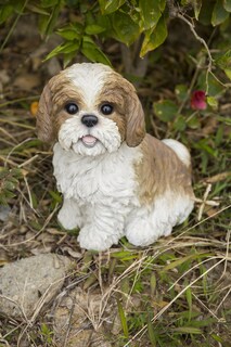 Foto 1 | Foto 1 | Estatua De Perro Hi-line Gift De Shih Tzu Sentado Marrón Y Blanco - Venta Internacional.