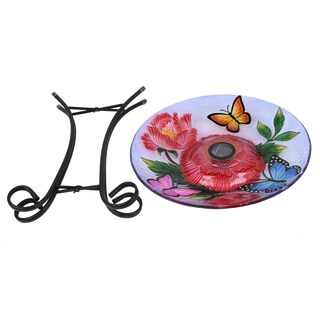 Foto 5 | Foto 5 | Bañera Solar Led De Vidrio Floral Para Pájaros Con Soporte Hi-line Gift - Venta Internacional.