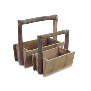 Foto 2 | Foto 2 | Set De 2 Organizadores Con Asa De Madera Cheung Color Marrón - Venta Internacional.