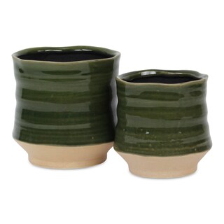 Foto 4 | Foto 4 | Maceta Pequeña De Cerámica Verde Curvada Perlacea De Planter Cheung - Venta Internacional.