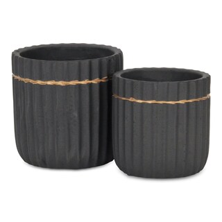Foto 4 | Foto 4 | Maceta Aurine Pequeña De Cerámica Negra Con Borde Dorado De Planter Cheung - Venta Internacional.