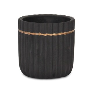 Foto 1 | Foto 1 | Planter Cheung's Aurine 14 Cm Cerámica Estriada Ribete Dorado Negro - Venta Internacional.