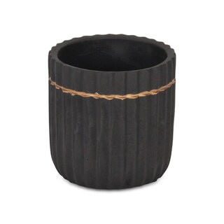 Foto 3 | Foto 3 | Planter Cheung's Aurine 14 Cm Cerámica Estriada Ribete Dorado Negro - Venta Internacional.