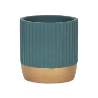 Foto 1 | Foto 1 | Maceta Cheung's Aurone De Cerámica Redonda Con Estrías Color Azul Aurón Tamaño Grande - Venta Internacional.
