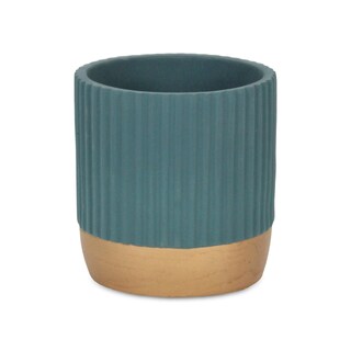 Foto 2 | Foto 2 | Maceta Cheung's Aurone De Cerámica Redonda Con Estrías Color Azul Aurón Tamaño Grande - Venta Internacional.