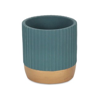 Foto 3 | Foto 3 | Maceta Cheung's Aurone De Cerámica Redonda Con Estrías Color Azul Aurón Tamaño Grande - Venta Internacional.
