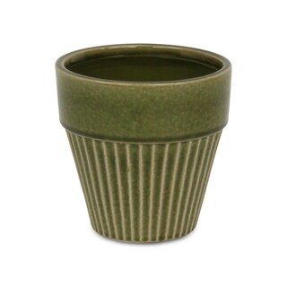 Foto 2 | Foto 2 | Maceta Grande De Cerámica De Color Verde Oliva De Planter Cheung's Corseta - Venta Internacional.
