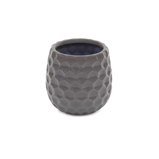 Foto 2 | Foto 2 | Maceta De Cerámica Gris De Cheung Con Patrón Texturizado Hexagonal - Venta Internacional.