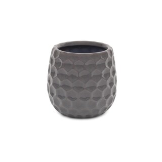 Foto 3 | Foto 3 | Maceta De Cerámica Gris De Cheung Con Patrón Texturizado Hexagonal - Venta Internacional.