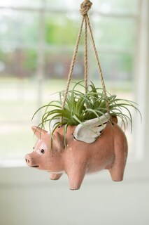 Foto 1 | Foto 1 | Maceta Colgante De Cerámica Con Forma De Cerdito Volador Kalalou 20x11x13 Cm - Venta Internacional.