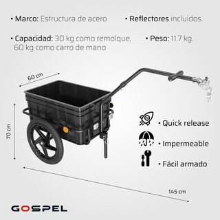 Foto 2 | Foto 2 | Remolque Carrito De Carga R16 Negro Con Cubierta Gospel