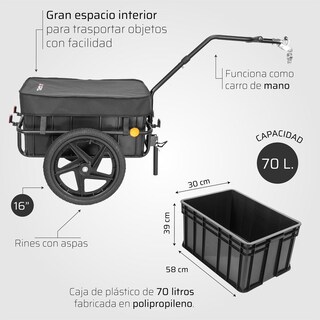 Foto 3 | Foto 3 | Remolque Carrito De Carga R16 Negro Con Cubierta Gospel
