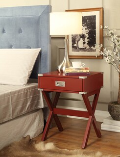 Foto 5 | Foto 5 | Mesa Auxiliar De Madera Con 1 Cajón De Table Acme Babs Color Rojo - Venta Internacional.
