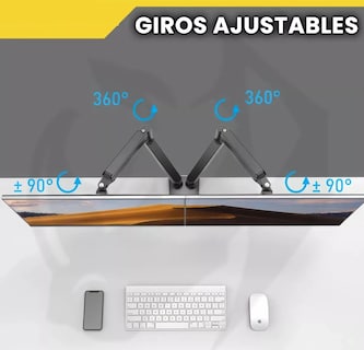 Foto 4 | Foto 4 | Soporte Doble Monitor Para 2 Monitores De 17” A 32” Pulgadas Negro