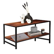 Mesa De Centro Madera Minimalista Dos Niveles 120x77x34cm
