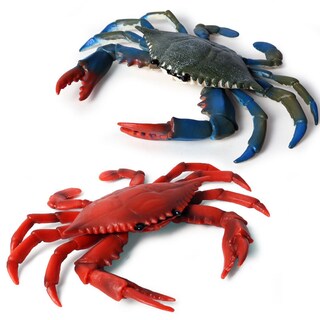Foto 1 | Foto 1 | Figuras De Cangrejo Realistas De Plástico Con Forma De Animal Marino 2 Unidades Azul/rojo - Venta Internacional.