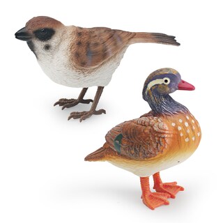 Foto 1 | Foto 1 | Juego De Figuras De Pájaro Realista De 2 Piezas Con Pato Mandarín Y Gorrión - Venta Internacional.