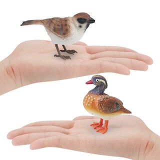 Foto 2 | Foto 2 | Juego De Figuras De Pájaro Realista De 2 Piezas Con Pato Mandarín Y Gorrión - Venta Internacional.
