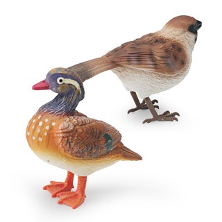 Foto 3 | Foto 3 | Juego De Figuras De Pájaro Realista De 2 Piezas Con Pato Mandarín Y Gorrión - Venta Internacional.