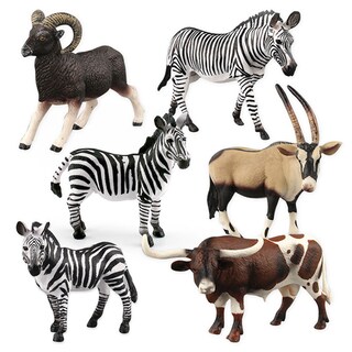 Foto 1 | Foto 1 | Juego De Figuras De Animales Salvajes Africanos 6 Piezas Con Cebra Antílope Y Carnero - Venta Internacional.