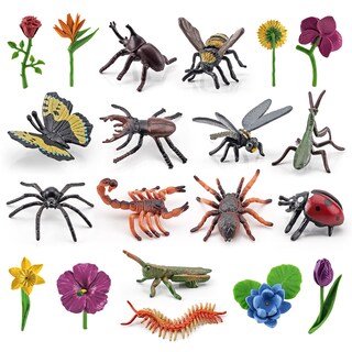 Foto 1 | Foto 1 | Set De Figuras Con Forma De Flor E Insecto 20 Unidades Modelos De Pvc Para Niños - Venta Internacional.