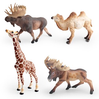 Foto 1 | Foto 1 | Juego De Figuras De Animales Salvajes De Pvc 4 Piezas Con Jirafa Alce Y Camello - Venta Internacional.