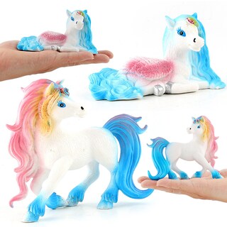 Foto 2 | Foto 2 | Set De Figuras De Unicornio Arcoíris De Plástico 2 Piezas Decoración Infantil - Venta Internacional.