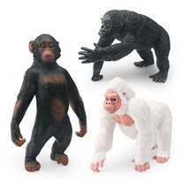 Set De Figuras Gorilla  3 Piezas  Realista  Pvc Salvaje  Negro Y Blanco - Venta Internacional.