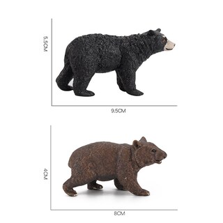 Foto 3 | Foto 3 | Set De Figuras Realistic Bear & Wombat De Pvc Negro Para Niños Y Adultos - Venta Internacional.