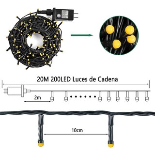 Foto 3 | Foto 3 | Serie De Luces Cabeza Redonda Lightdot 20m 200led Luz Cálida