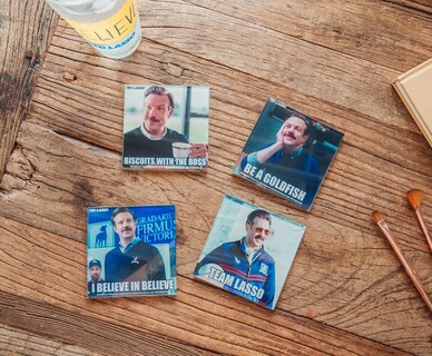 Foto 6 | Foto 6 | Juego De 4 Vasos Drink Coasters Silver Buffalo Ted Lasso Quotes - Venta Internacional.