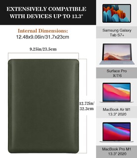 Foto 2 | Foto 2 | Funda Para Portátil Moko M1 De 13.3 Pulgadas Piel Sintética Color Verde Medianoche - Venta Internacional.