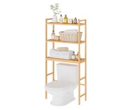 Organizador Bambú De Baño Sobre Inodoro Y Estante Ajustable Natural