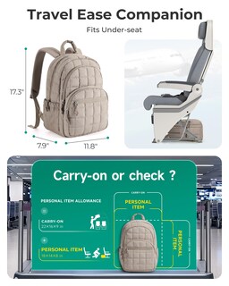 Foto 2 | Foto 2 | Mochila Quilted Resistente Al Agua Para Laptop 15.6'' Bagsmart Camel - Venta Internacional.